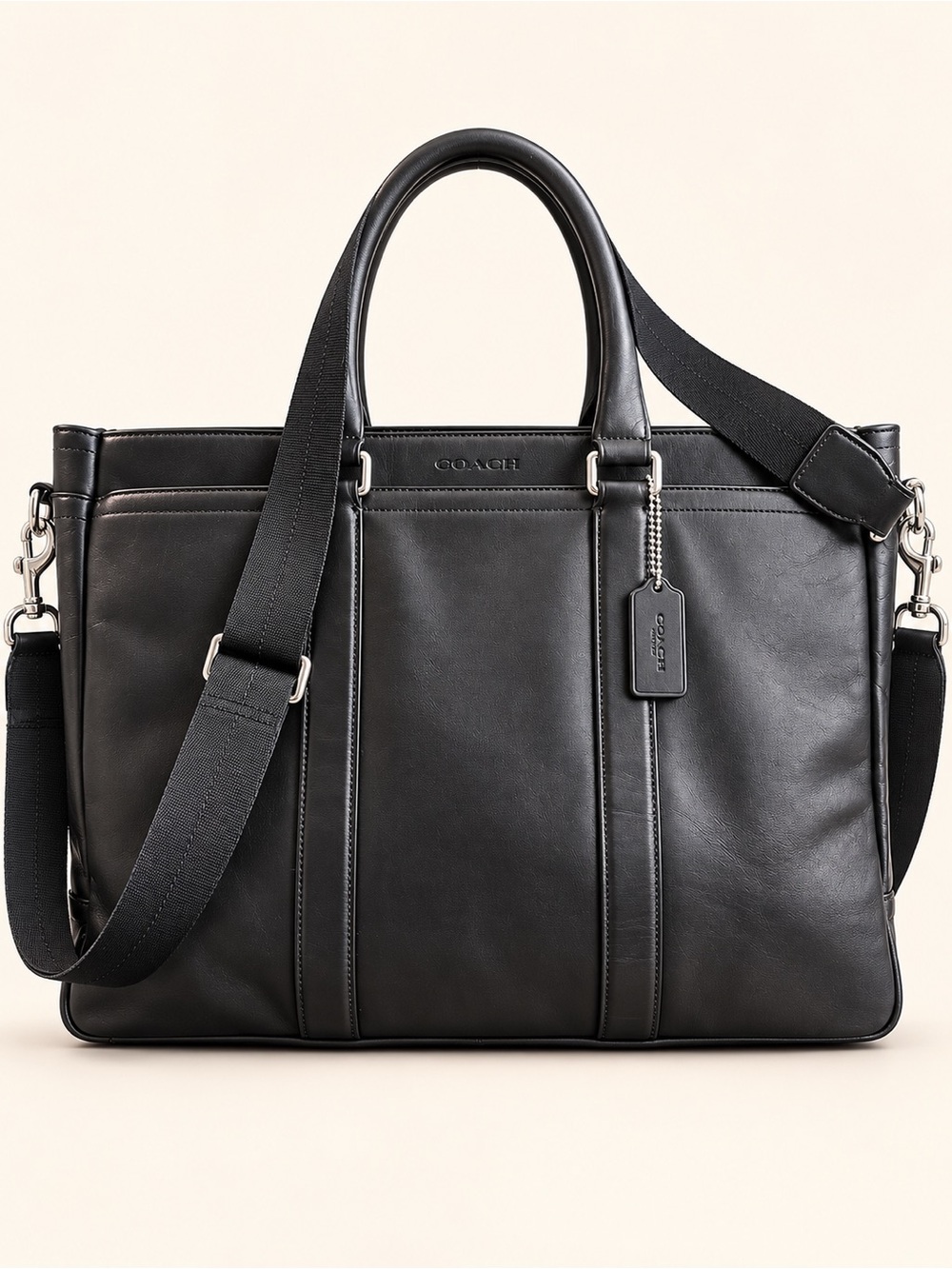 Coach Lexington Leather Metropolitan Tote Briefcase F71718 Black